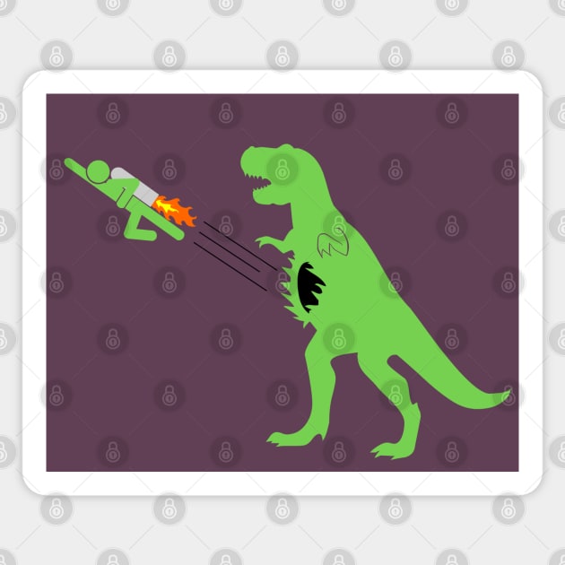 Jet-Packs Save Lives: Swallowed By T-Rex Sticker by thinkcrap